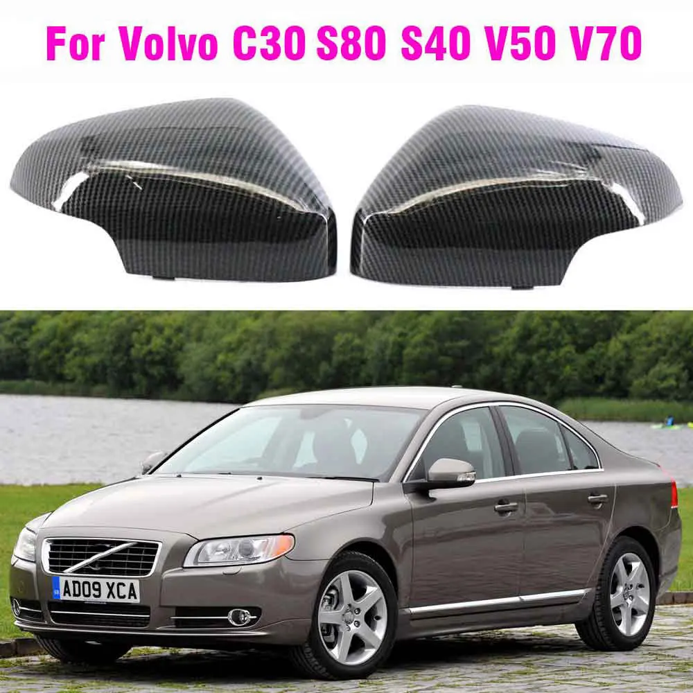 

A Pair Carbon Fiber Side Rearview Mirror Cover Cap For Volvo C30 S60 S80 S40 V50 V70 39850573 39850593