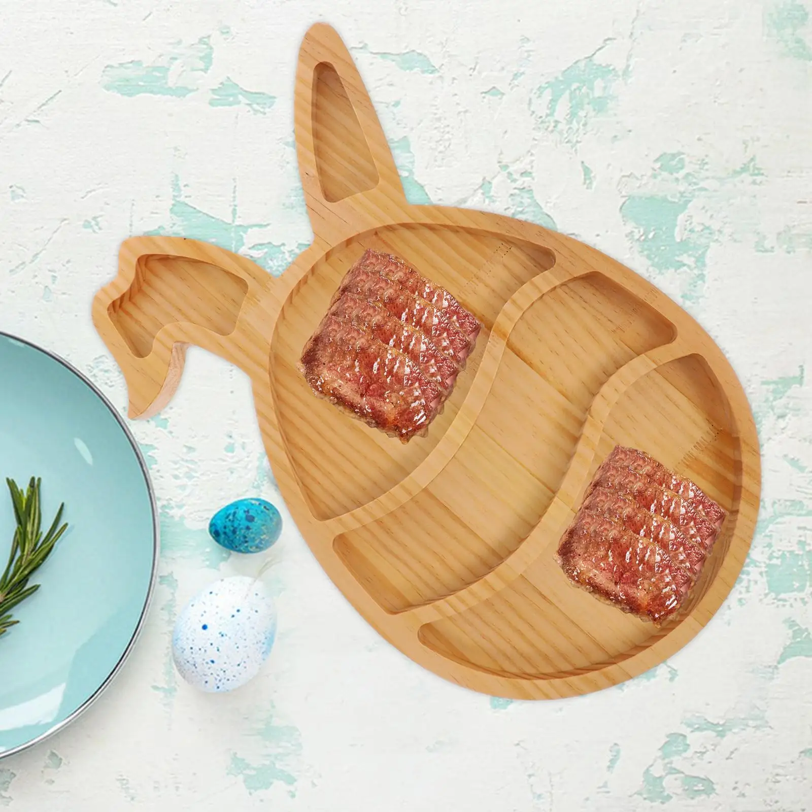Rabbit Tray Easter Plate Wooden Bunny Candy Dish Serving Dishes Cookie Egg Platter Shape Platters 6