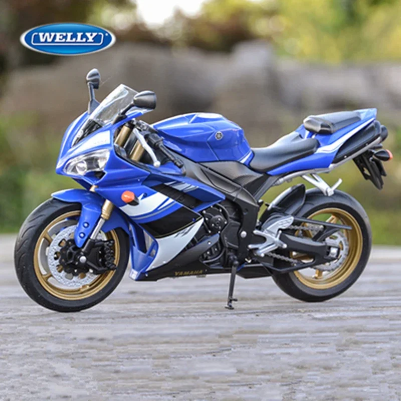 

Модель гоночного мотоцикла WELLY 1:10 YAMAHA YZF-R1 из сплава, модель литая металлическая уличная спортивная модель мотоцикла, коллекционная игрушка в подарок