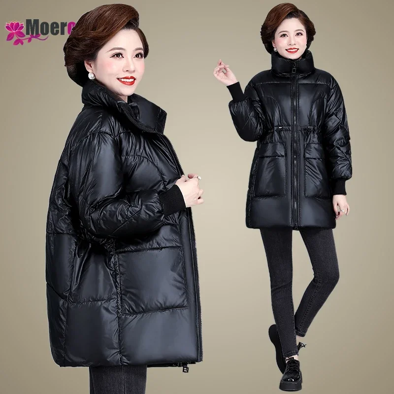 

Moeroshe Bright-top Mid-length Stand-up Collar Fall and Winter Cotton Jacket Winter Coat Women Winter Clothes Women