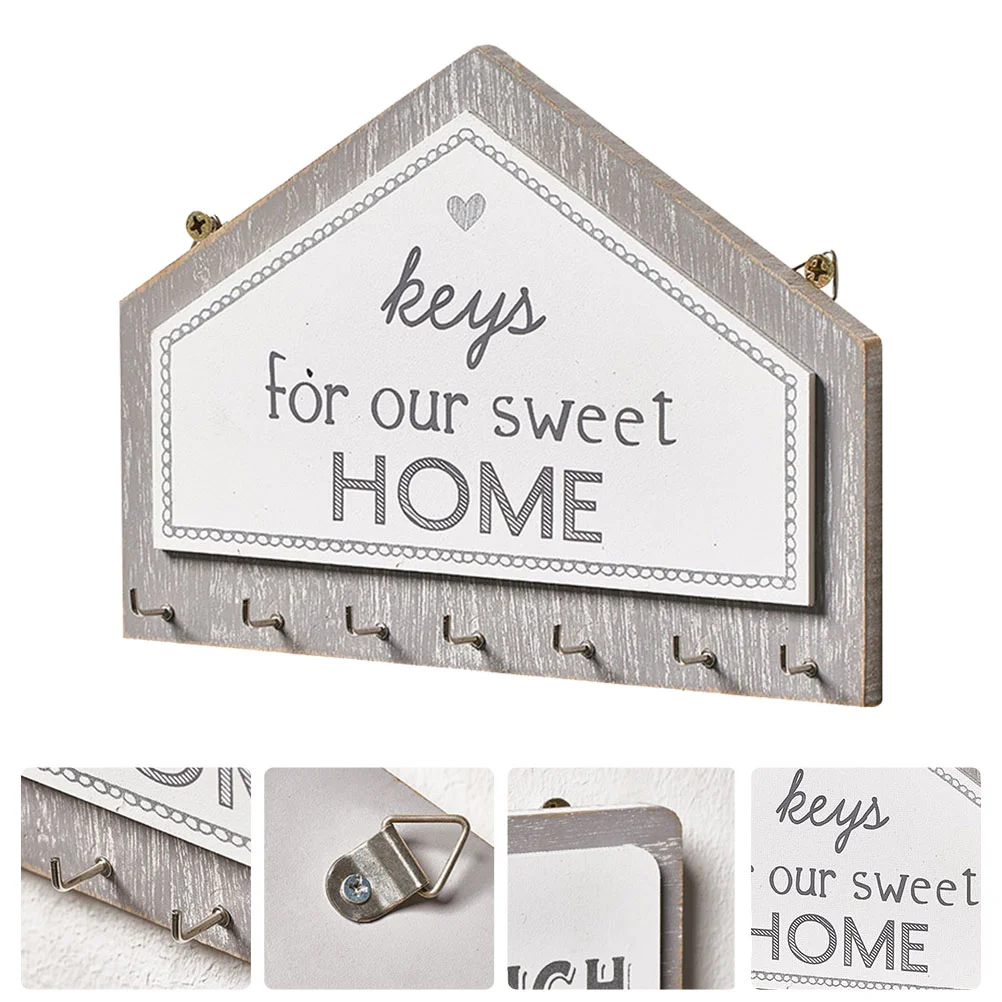 

Wooden Sign Hook Storage Hooks Key Hanger Home Decor Household Hanging up