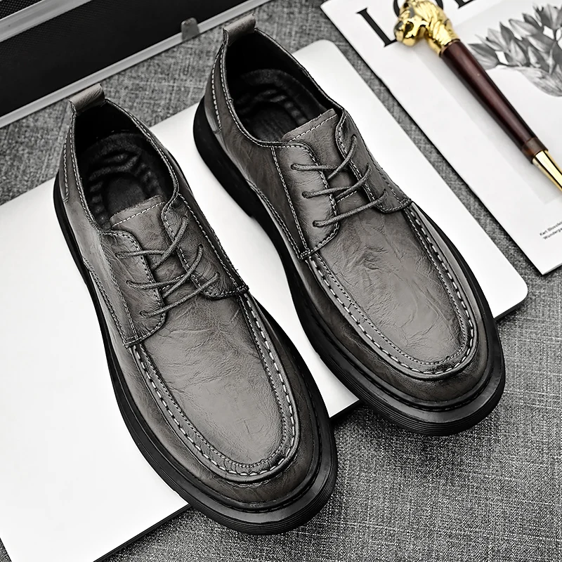 

Luxury Brand Men's Real Leather Shoes Office Business Shoes Outdoor Men's Casual Shoes Fashion Oxford Shoe Thick Soled Handmade