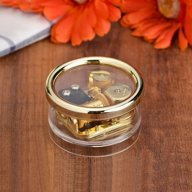 1pc Mini Creative Acrylic Material Transparent Hand Windup Metal Movement Octave Box Music Box, Friend Couple Birthday Gift 5