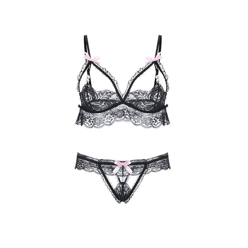 Elegant Beaded Pearl Lingerie Set - Transparent Erotic Intimate Wear