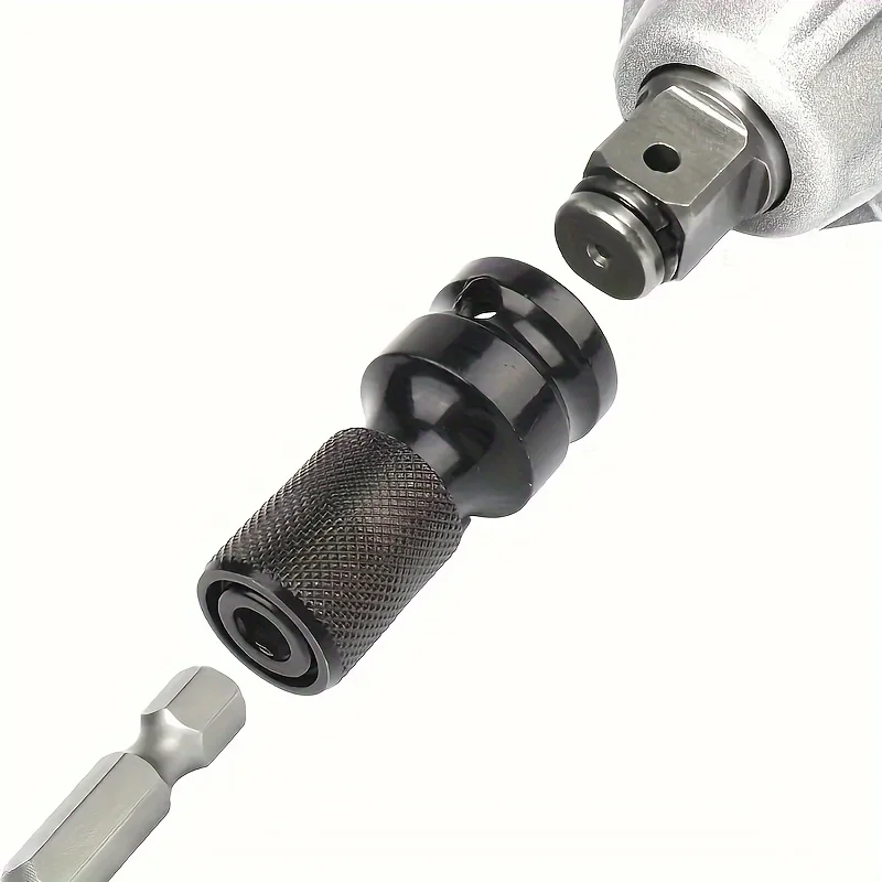 1/2 Square to 1/4 Hexagon Ratchet Sleeve Impact Wrench Sleeve Set Adapter Wrench Drive Converter Quick Release Tool 2035