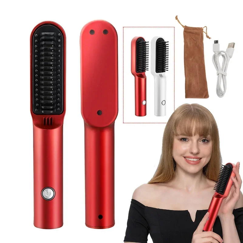 

Resuxi JK610 Wireless Hair Straightening Comb, Curling and Straightening Dual-purpose Ceramic Hair Straightener