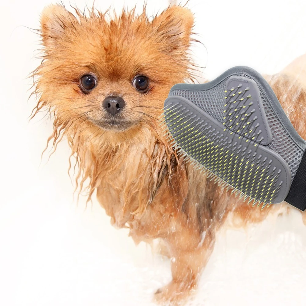 Dog Grooming Gloves Soft Bristles Pet Hair Remover Gloves Comfortable Pet Cleaning Mitt for Small Medium Large Dogs & Cats