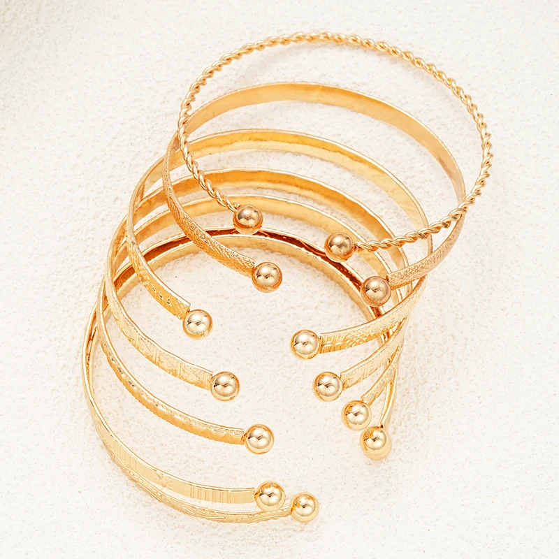 7 Pcs/Set Punk Gold Color Bracelets for Women Streetwear