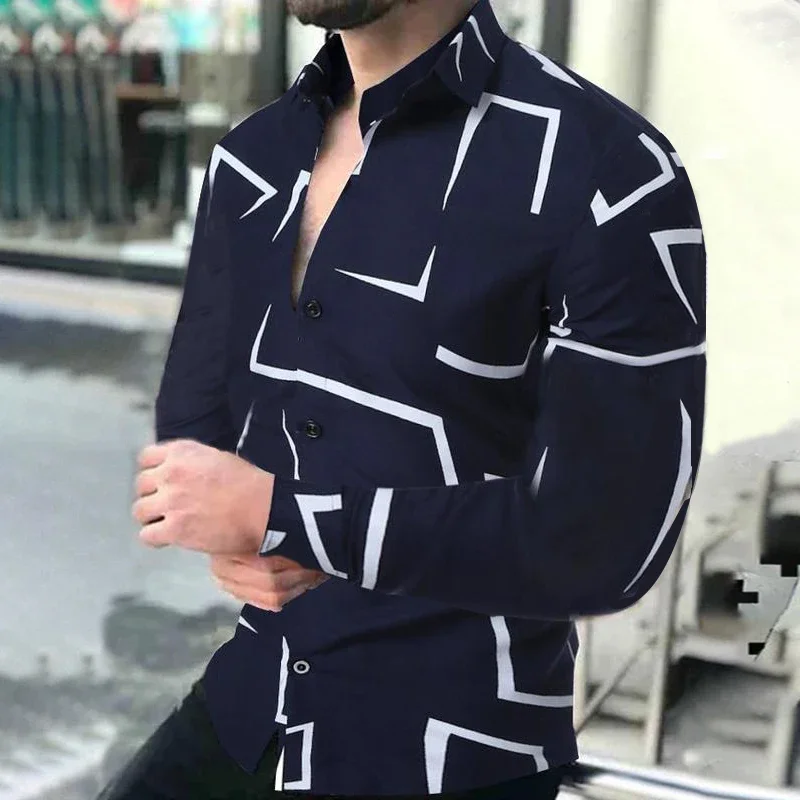 2023 High Quality Fashion Men Shirts Buttoned Shirt Casual Designer Digital Printing Long Sleeve Tops Men's Clothing Cardigan