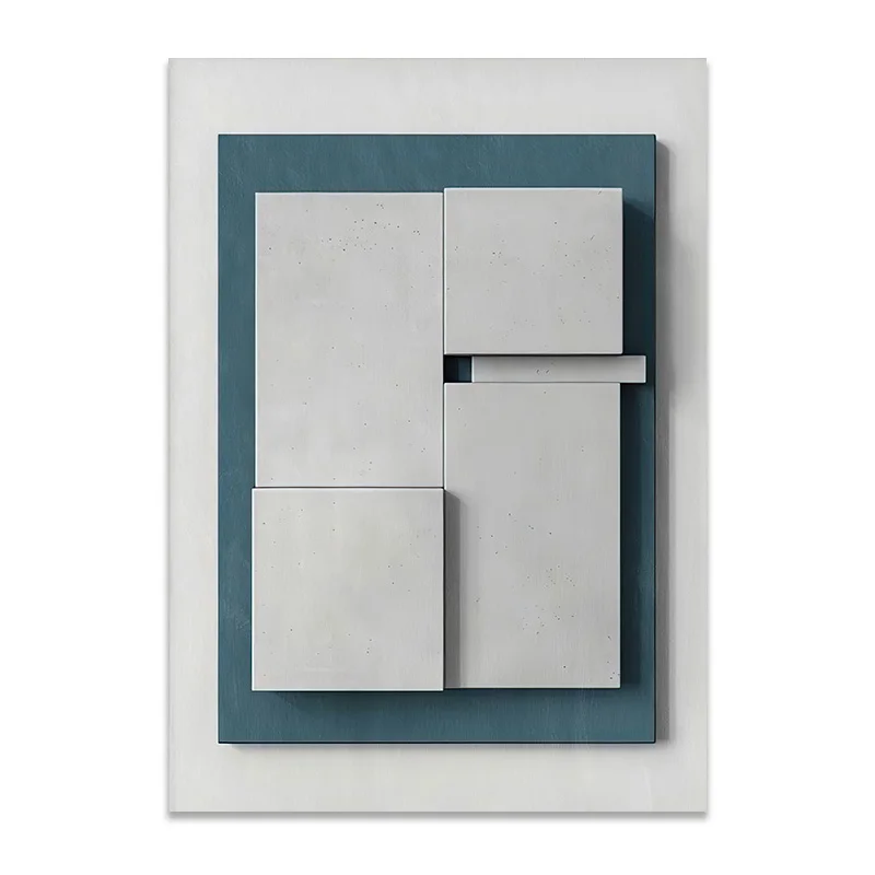 Póster de pared con fondo artístico de Morandi geométrico Wabi sabi tridimensional abstracto moderno, pintura decorativa en lienzo para el hogar