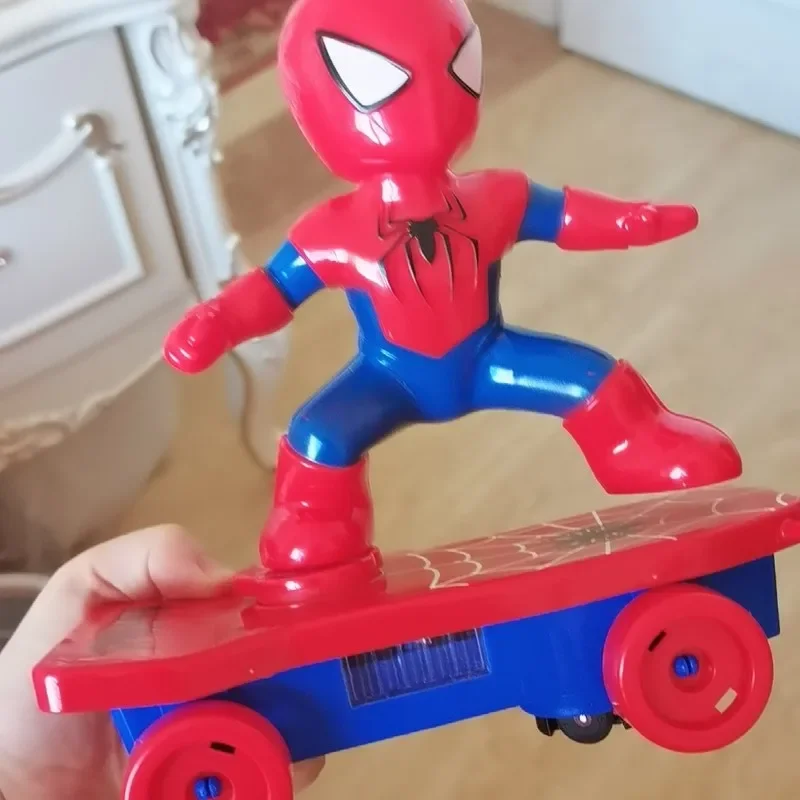 

The Avengers Spiderman Automatic Flip Rotation Skateboard Acousto-optic Car Electric Music Stunt Scooters Toy Christmas Gifts