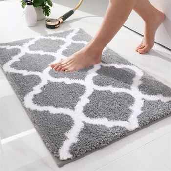 Homaxy tappetino da bagno di lusso tappetini da doccia per bagno tappeto in microfibra assorbente Super morbido vasca da bagno antiscivolo tappetini per piedi in moquette 1