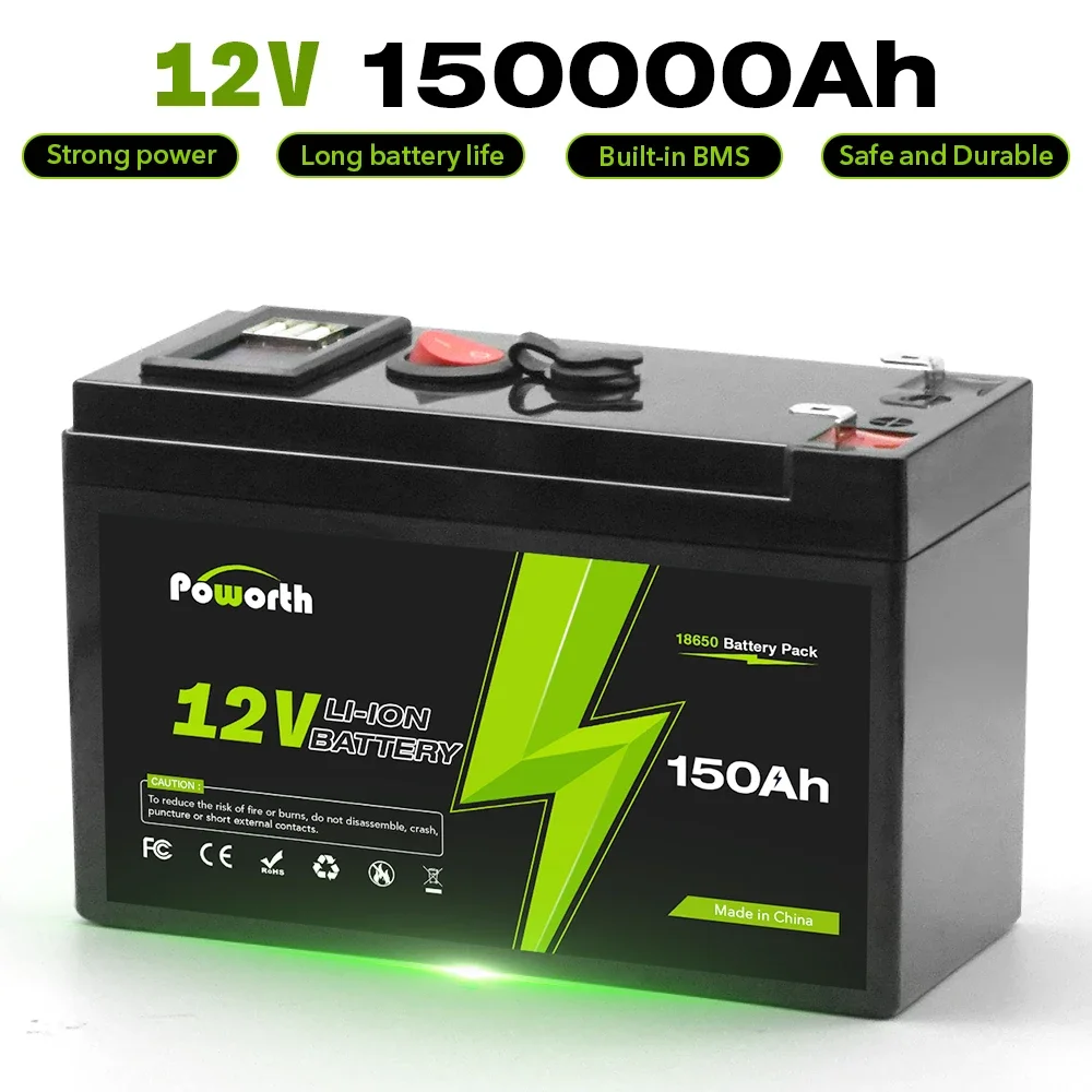 POWORTH 12V 150Ah Lithium 18650 Deep Cycle Rechargeable Battery