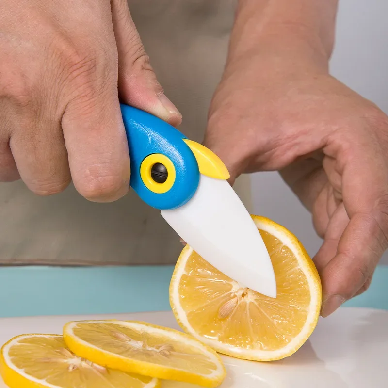 1PC Portable Fold Ceramic Knife Mini Vegetable Kitchen Cutter Peeler Multifunctional Bird Picnic Lunch Cut Slice Fruit Cutlery