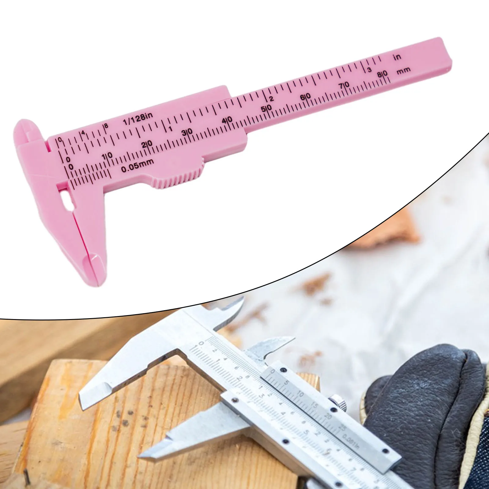

Lightweight Plastic Vernier Caliper Gauge 0-80mm Measurement Range Pink Double Scale Ruler Sliding Vernier Calipers Measurement