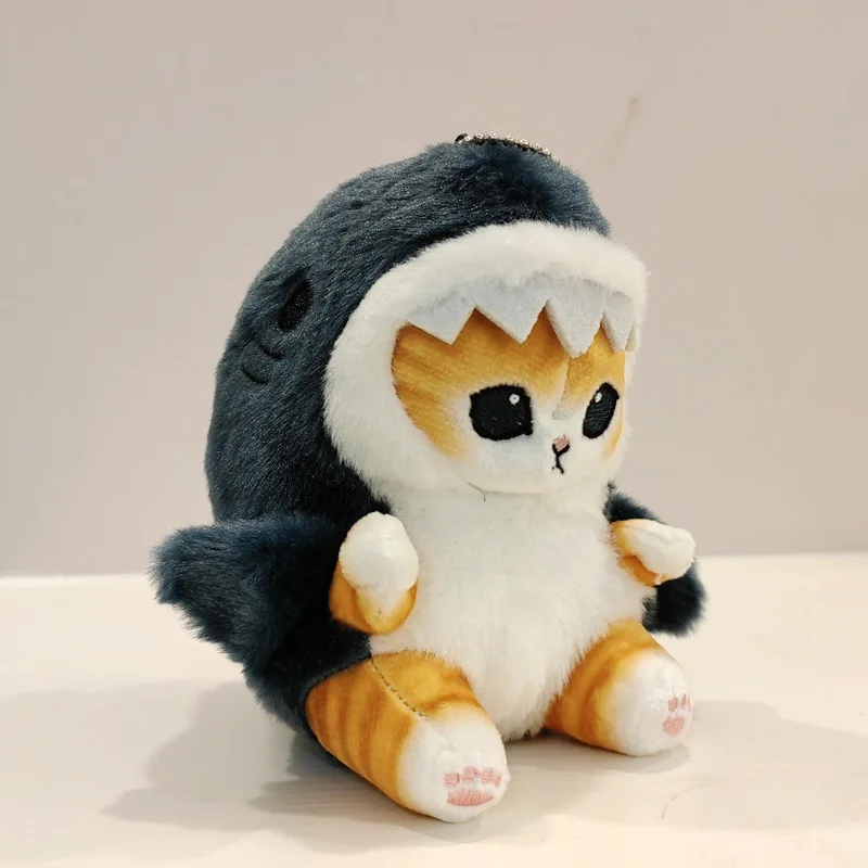 Kawaii Tempura Fried Shrimp Shark Cat Plush Doll Keychain Cartoon Anime Hobby Pendant Backpack Girlfriend Gift