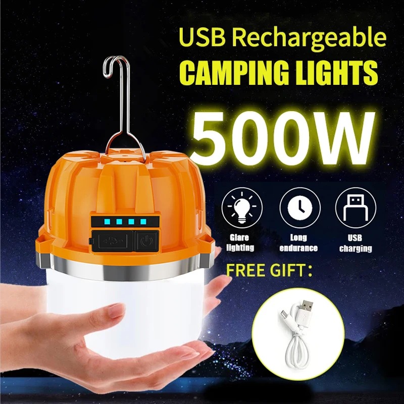 Built-in Battery Powerful USB Rechargeable LED Camping Lights  Outdoor Camping BBQ Tents Hanging Lantern Emergency Power Bank