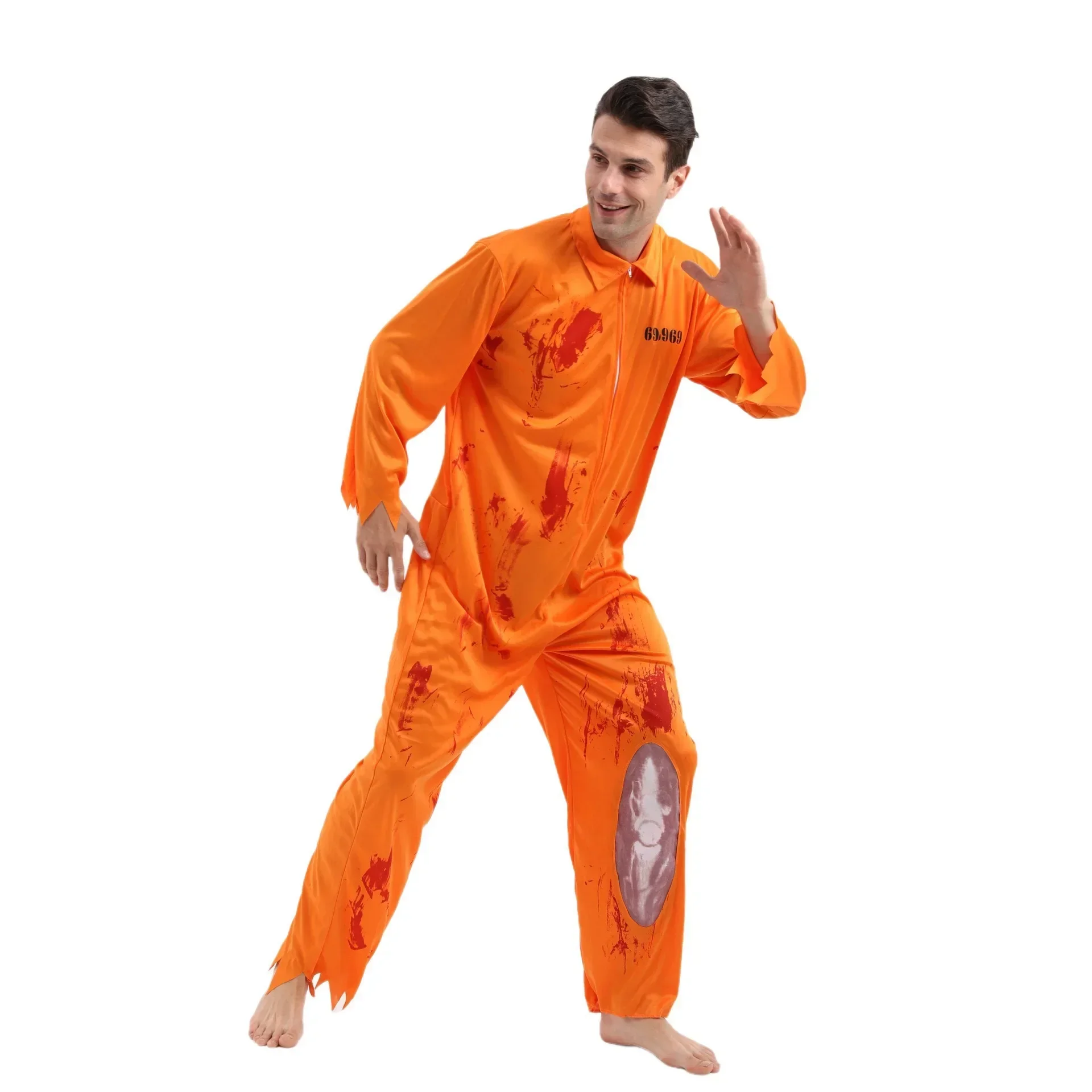 open lace back dress Karnival Costumes Correctional Facility Prisoner Jumpsuit Women's Costume, Orange main image 1