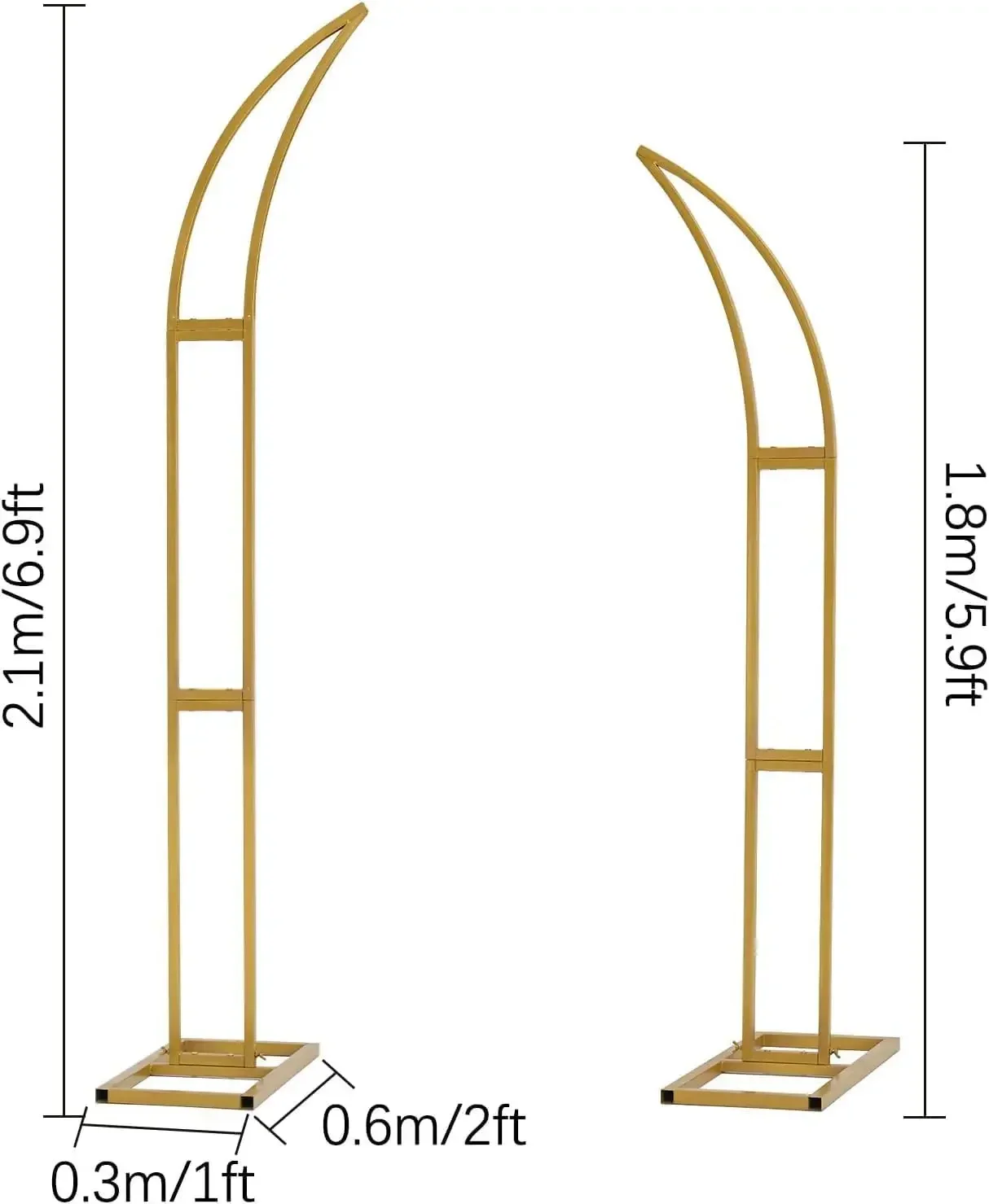4pcs Curved Wedding Arch Balloon Backdrop Stand for Ceremony Birthday Party Metal Arch Stand (5.9ft 6.9ft)
