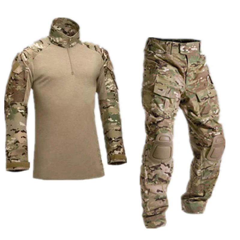 Outdoor Airsoft Uniform Paintball Shirt Hunting Clothes Climbing Combat Shirt Tactical Camo Shirts Cargo Pants with Pads tactical suit tactical shirt combat uniform