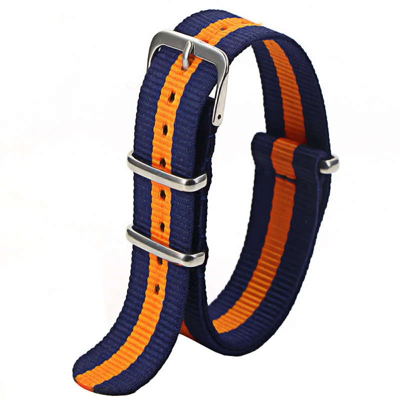 Nylon Army Sports Watch Strap – Black Adjustable Belt with Buckle