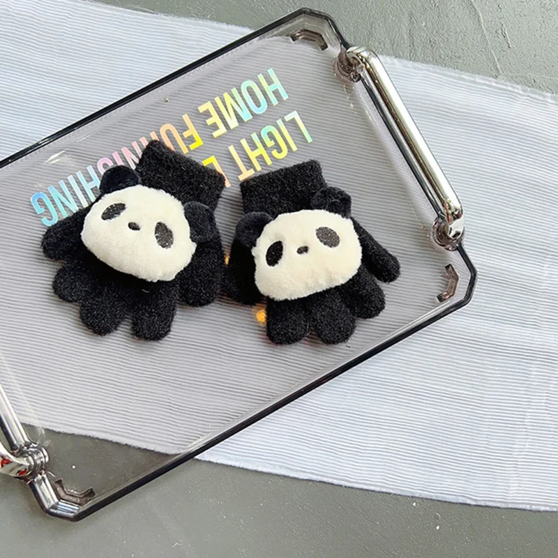 Child Gloves Panda Pattern Knitted Baby Gloves Winter Thicken Mittens Full Finger Mittens Infant Newborn for Kids 1-4Y
