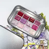 12 Glitter Watercolor Paint Set Flash Pearlescent With Metal Box Solid Watercolors Painting Pigments Painting Supplies 2