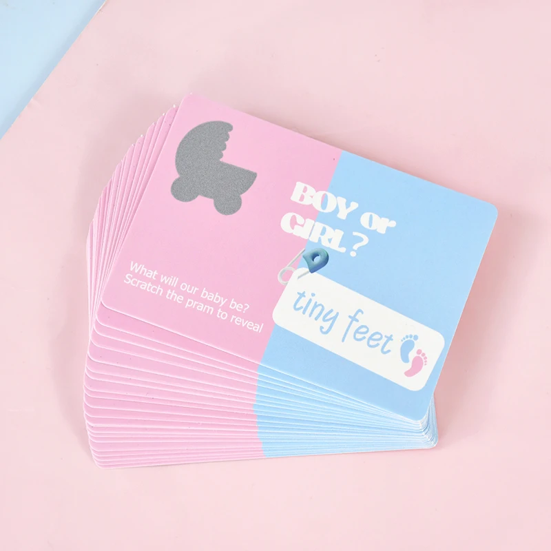 24Pcs/bag Boy or Girl Scratch Off Cards Gender Reveal Party Game Supplies Team Girl Boy Baby Shower Baptism Decoration Tickets