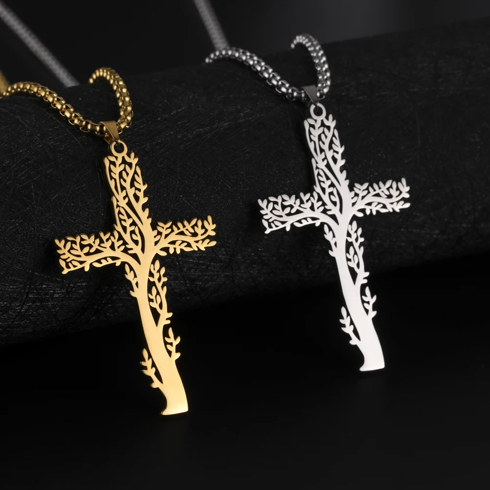 Coppia Di Collane Con Ciondolo Croce In Acciaio Inox – Regalo Di Fidanzamento Per Lui E Lei