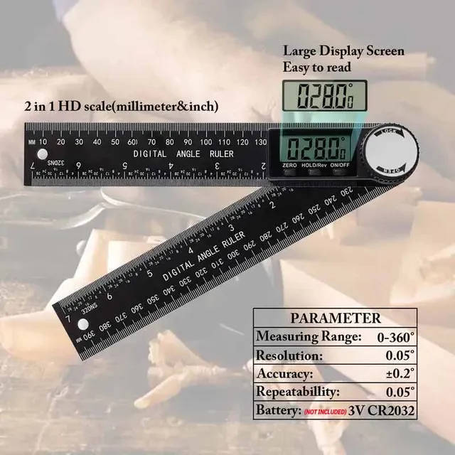 1 PC 2 in 1 Digital Angle Detector Scale Suitable for Woodworking Measurement Tools High Accuracy Mutifunction Tools 2