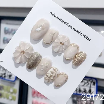 Stampa rosa fatta a mano sulle unghie unghie finte adesive riutilizzabili corte Y2k coreane con Design acrilico Manicure artificiale ragazze 1