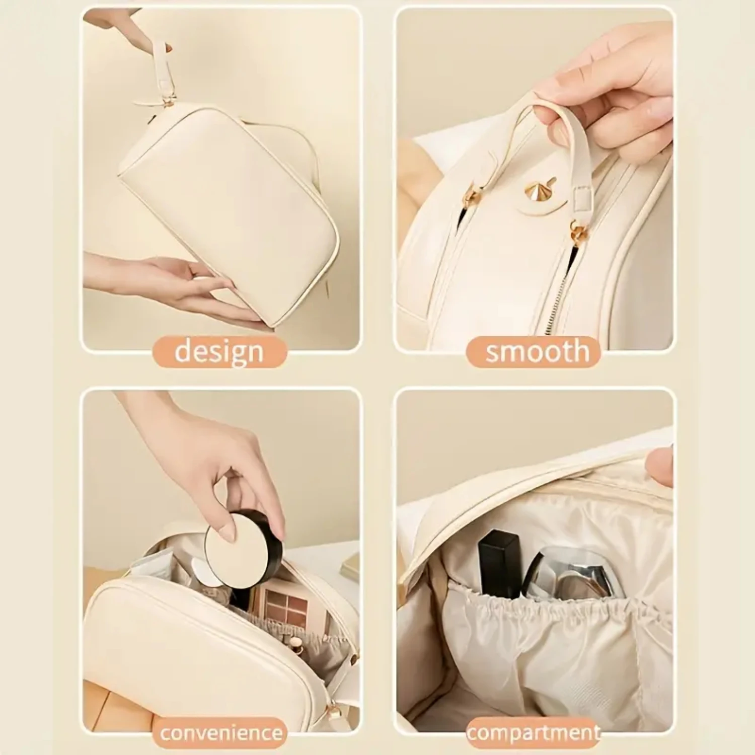 Large Capacity Waterproof Leather Travel Cosmetic Bag