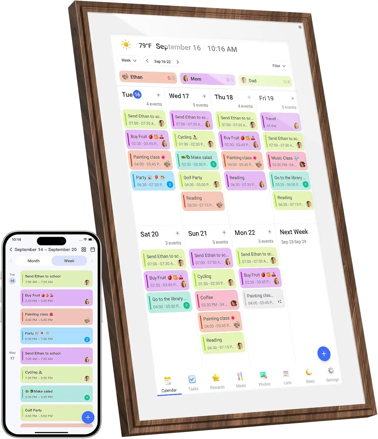 15.6 Inch Digital Calendar Chore Chart with Touchscreen - Full HD Interactive Display, Wall & Desk Mountable Family Planner, to-