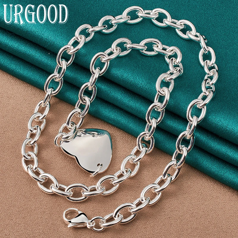 

925 Sterling Silver Love Heart Pendant Necklace For Women Party Engagement Wedding Fashion Jewelry