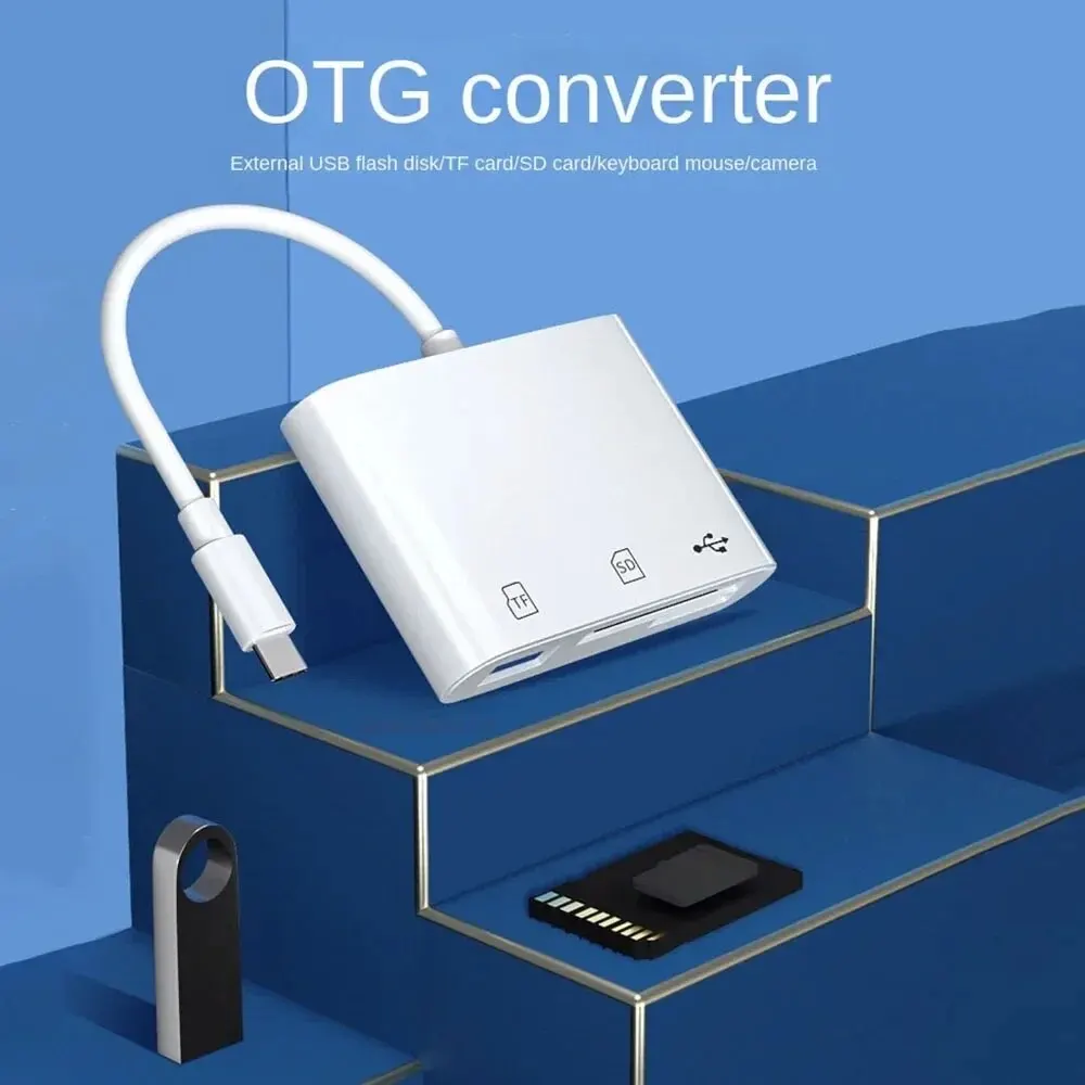 3-in-1 Type C to SD/TF Card Reader OTG Adapter Memory Card Data Transfer For Huawei Samsung Xiaomi MacBook Android Phone Camera
