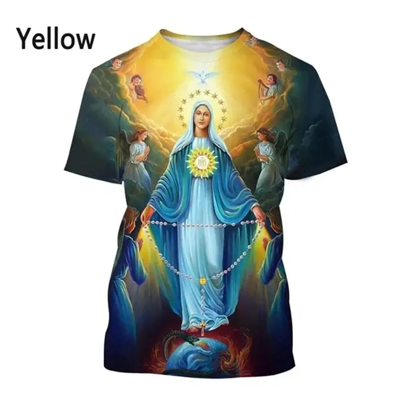 

Mexico Virgin Mary Of Guadalupe 3D Printed T-shirt Fashion Christian Virgin Personality Faith Unisex Comfortable T-shirt Tops