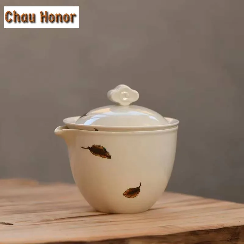 Retro Honey Gray Color Ceramic Tea Set Kit Luxury 1 Pot 2 Cups Household Tea Maker Travel Tea Set Handbag Supplies Decoration