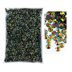 Wholesale Jelly Color Transparent AB Faceted FlatBack Resin Rhinestones for Nail Art and Garment Decoration (Black Base Green)