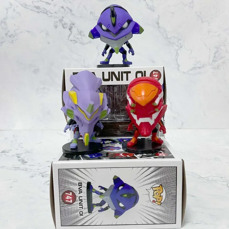 Bandai Minecraft Q-Version Neon Genesis Evangelion Eva Anime Toys Funko Pop Figure Modello Fatto A Mano Regalo Di Compleanno Accessori Per Auto