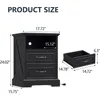 Farmhouse Nightstand with Charging Station, Side Table with 2 Storage Drawers, Rustic Wood Night Stand with Metal Handle 2