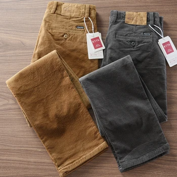 2025 Autunno e Inverno New American Retro Pantaloni cargo in velluto a coste pesanti Pantaloni dritti casual lavati al 97% cotone da uomo 1