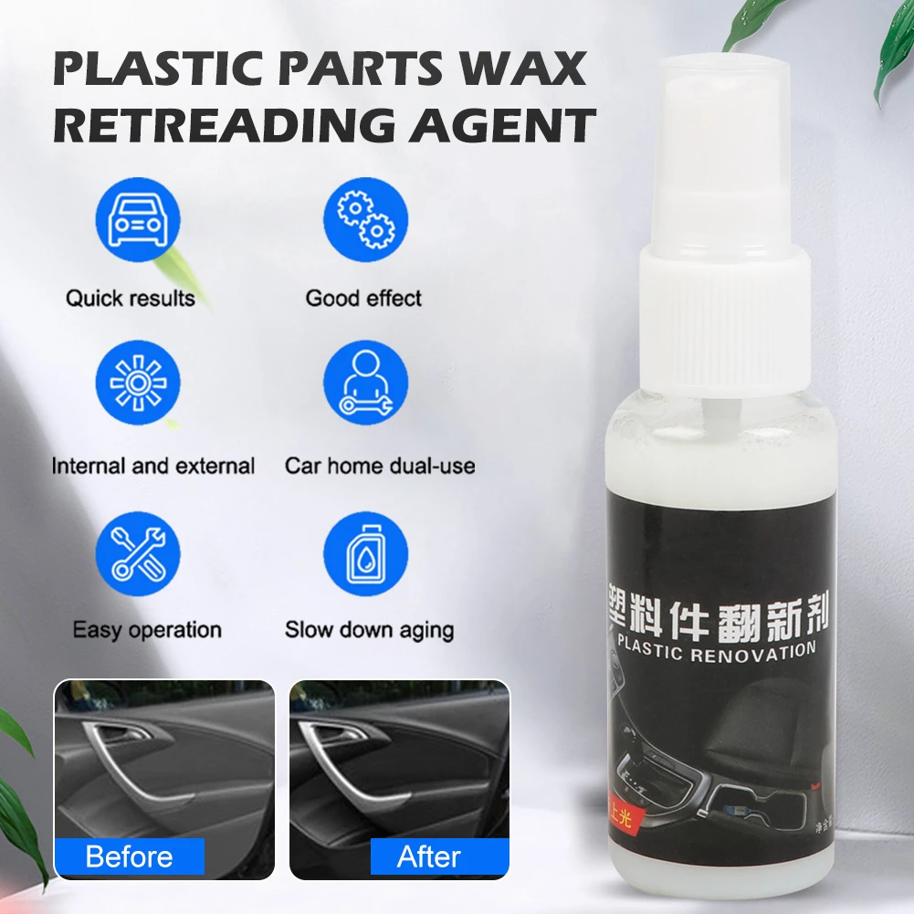 1 agente de restauración de 30ML para de coche, piezas de plástico renovadas, agente de reparación de cera, accesorios de plástico para restauración de pintura de coche|Tratamientos para plástico y goma