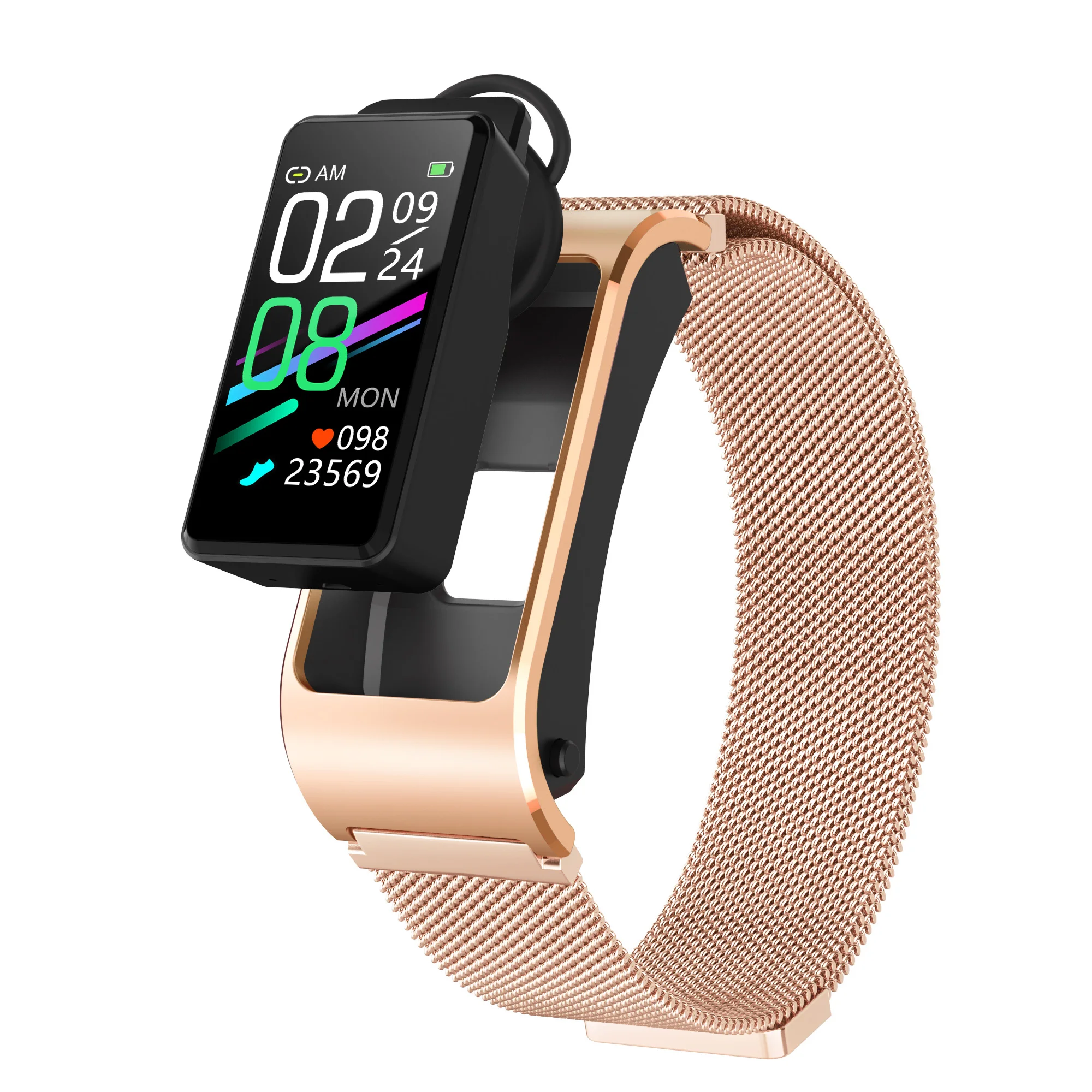 Braccialetto Di Moda Auricolare Bluetooth Impermeabile Chiamata Smart Swatch Promemoria Chiamata Frequenza Cardiaca Monitor Della Temperatura Corporea