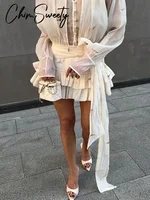 Nouvelle Robe Mini Élégante Imprimée pour Femme, Manches Longues, Col en V, Taille Volantée, Robe d'Été 2026 pour Vacances Féminines 3