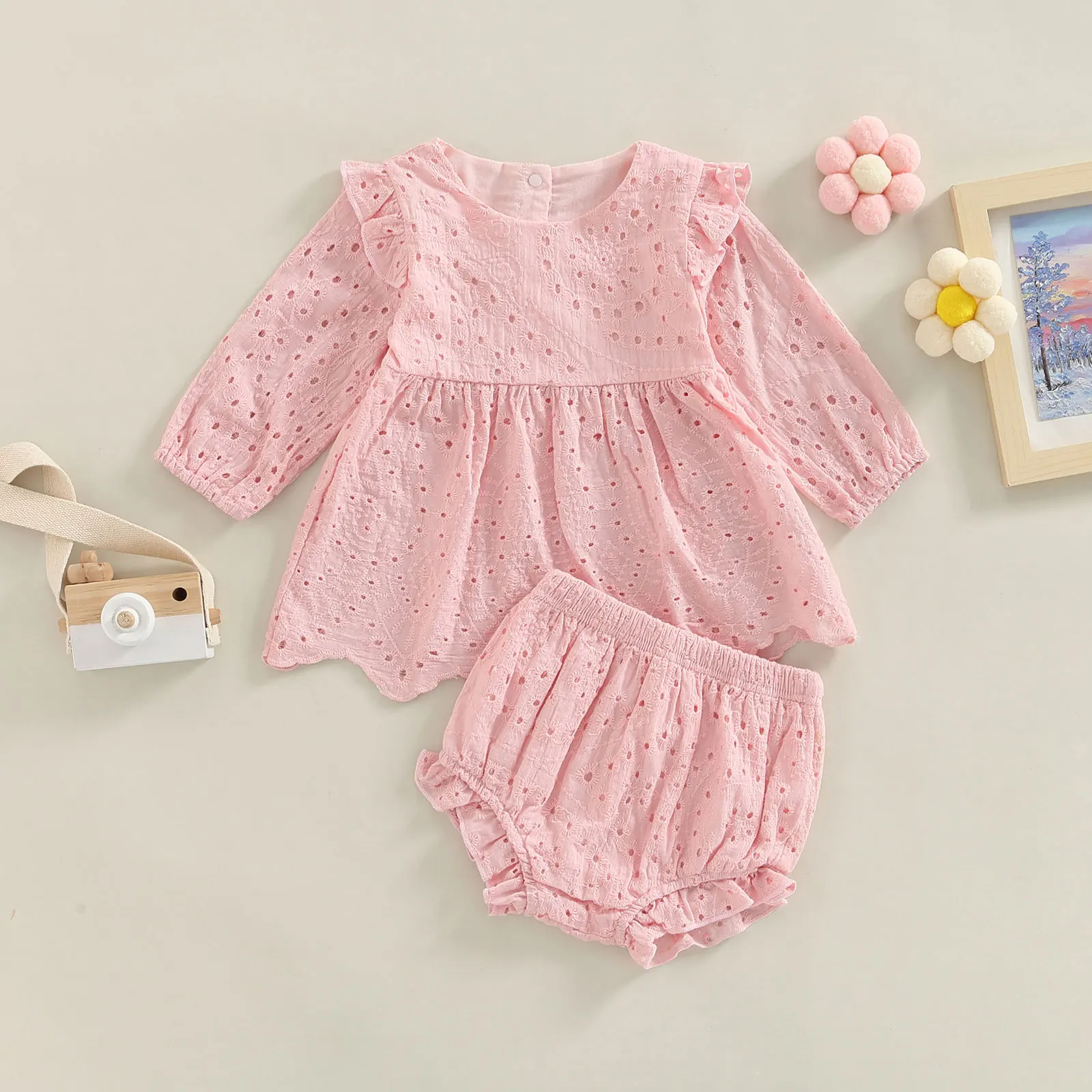 Baby Girl Long Sleeve Top & Shorts 5