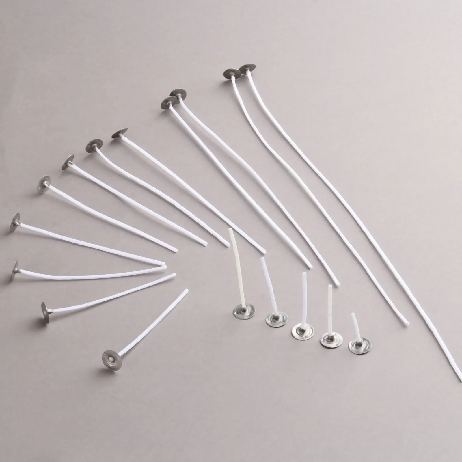 100Pcs Diameter-2mm Length 2.5-30cm Candle Wicks Cotton Core Pre Waxed with Sustainers for Candle DIY Making 17 Sizes Choose