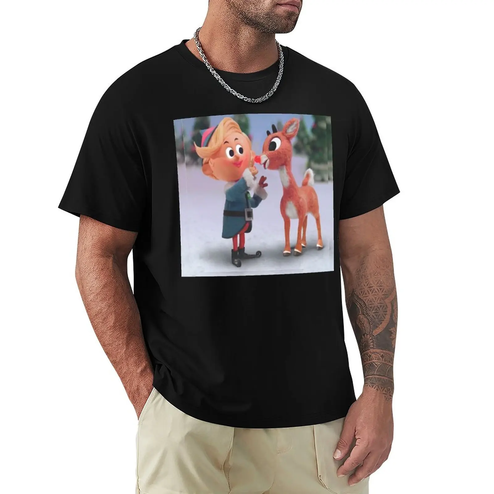 

Elf and Reindeer|DreamscapesbyTeresa T-Shirt black t shirt vintage clothes blank t shirts Anime t-shirt men t shirts