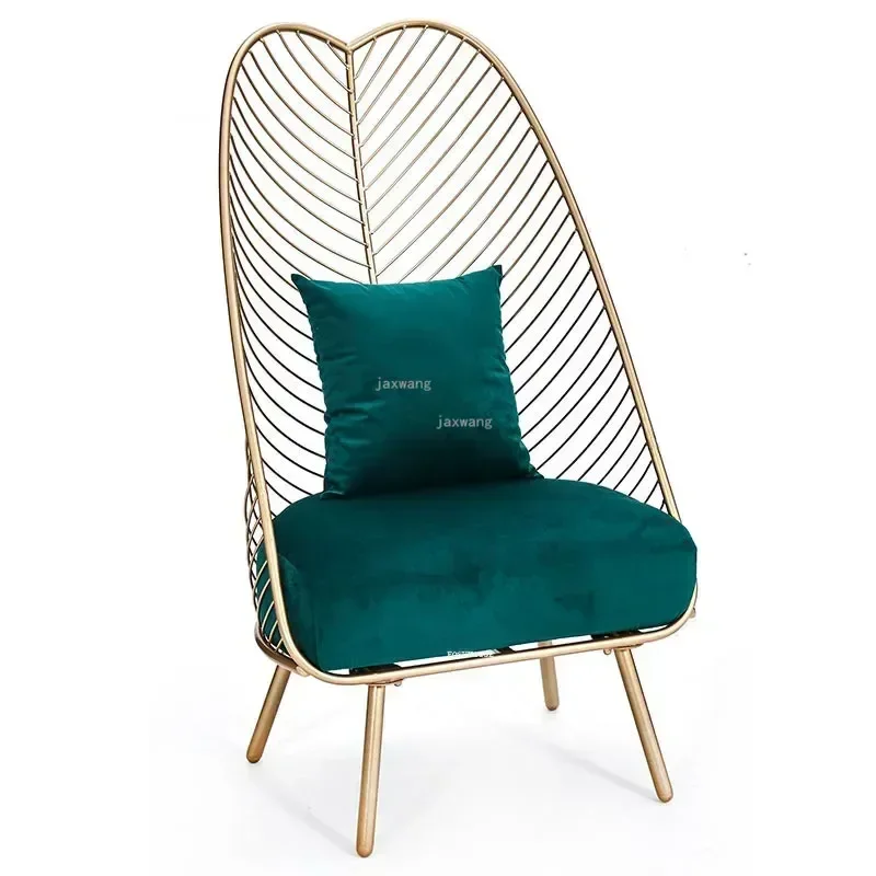 Leisure Lazy Living Room Sofa Chairs Nordic Style Gold Metal Iron Wire Chair Pink Chairs Coffee Chair Modern Decor Furniture
