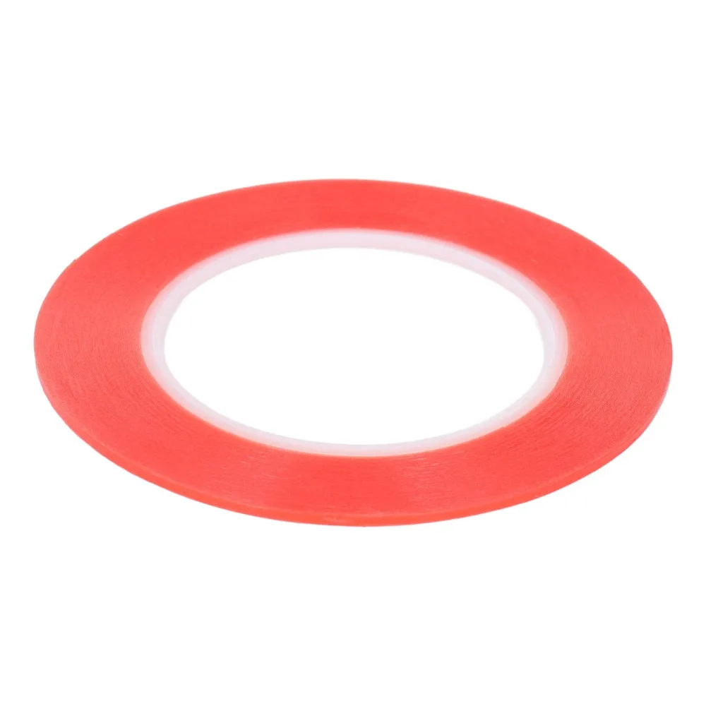 Red Double-Sided Adhesive Tape Set - 5 PCS, Strong Removable PET, Various Widths