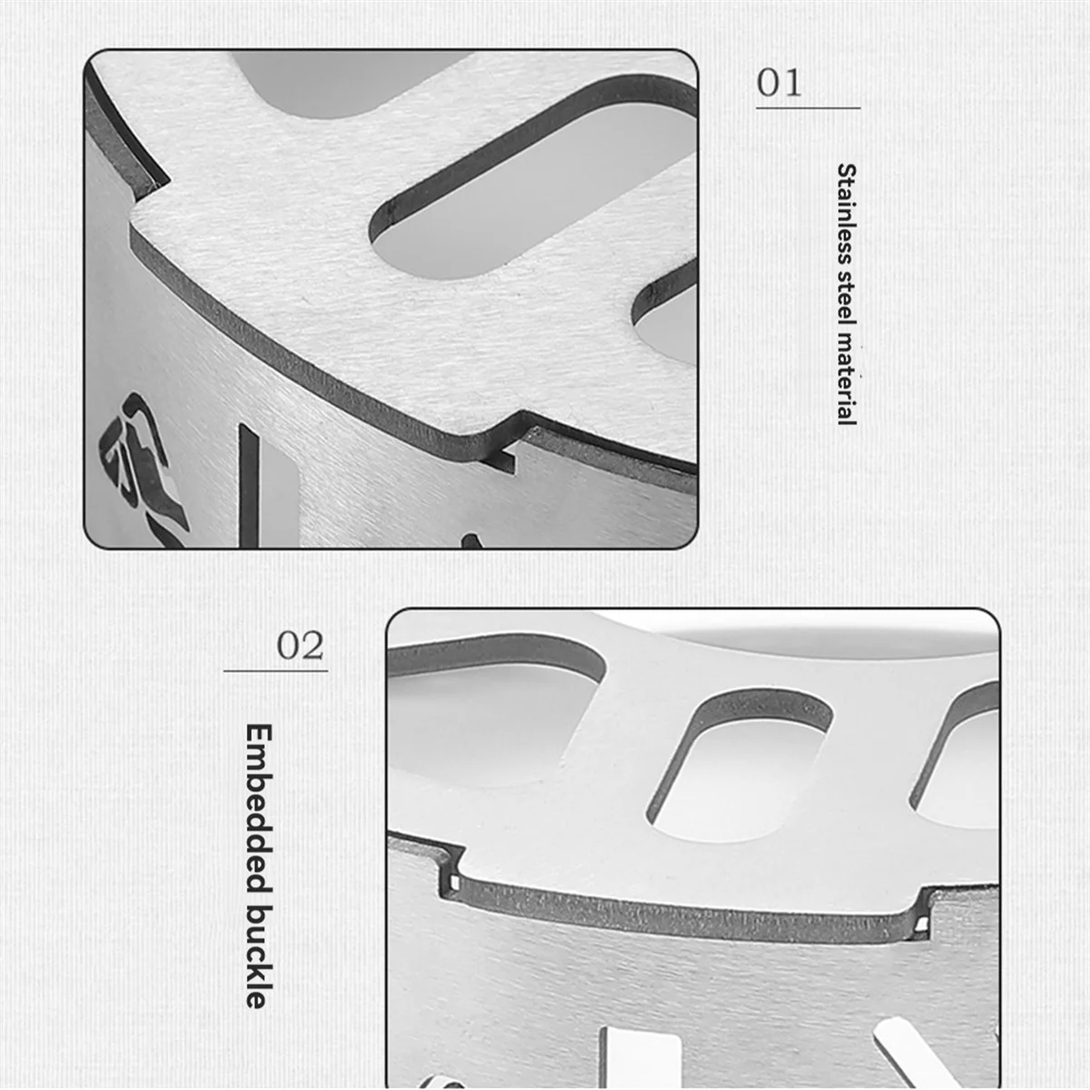 BAAU Windproof Screen Stainless Steel Cassette Stove Windproof Ring High-Temperature Resistant Camping Picnic Cooking Part